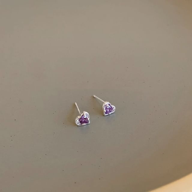 Stud Alloy Heart Earring Rhinestone