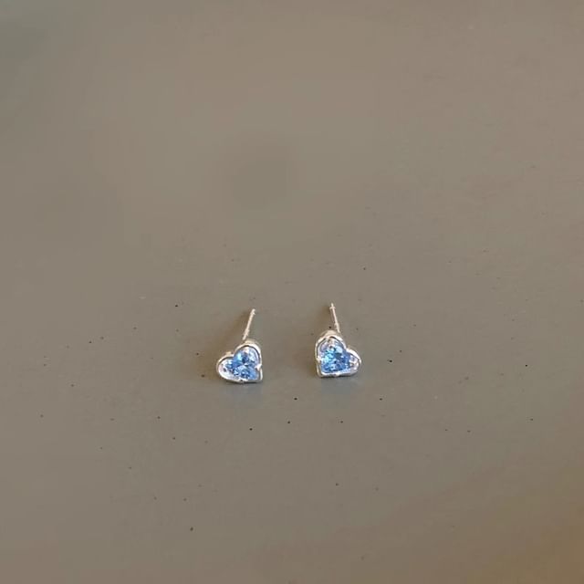 Stud Alloy Heart Earring Rhinestone