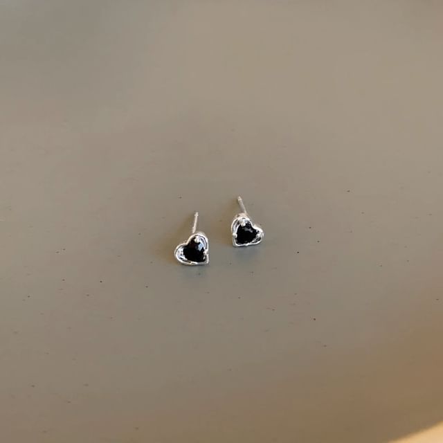 Stud Alloy Heart Earring Rhinestone