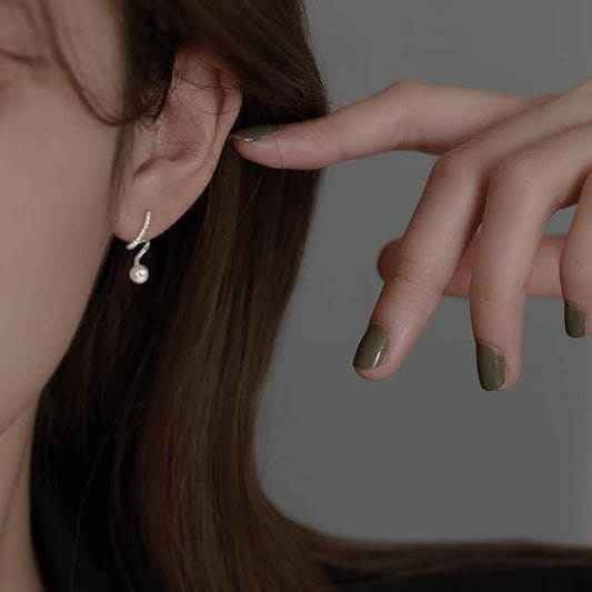 Earring Alloy Drop Pearl Faux