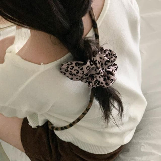 Print Hair Scrunchie Leopard