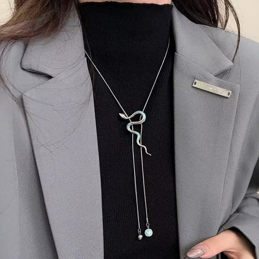 Lariat Pendant Necklace Snake Alloy