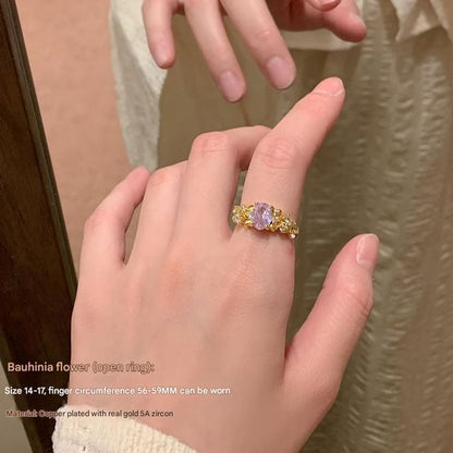 Brushed Alloy / Open Ring Set Rhinestone