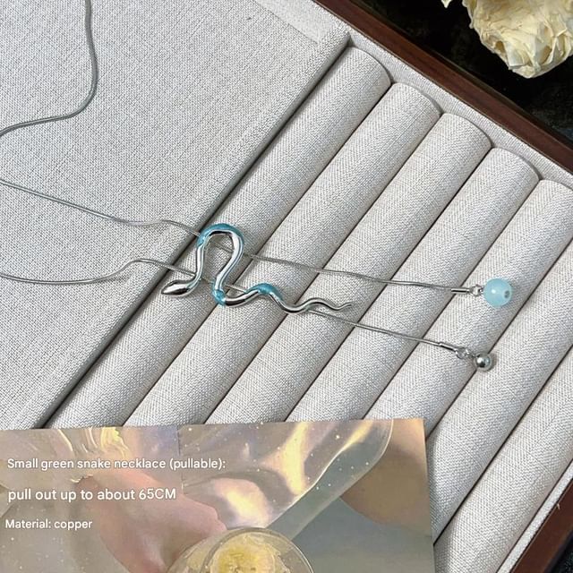 Lariat Pendant Necklace Snake Alloy