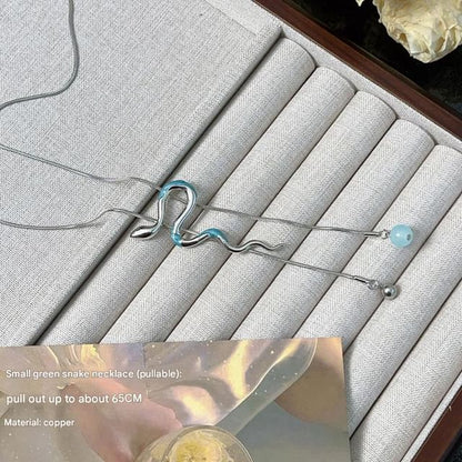 Lariat Pendant Necklace Snake Alloy