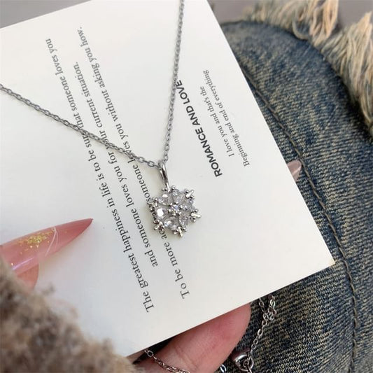 Necklace Pendant Snowflake Rhinestone