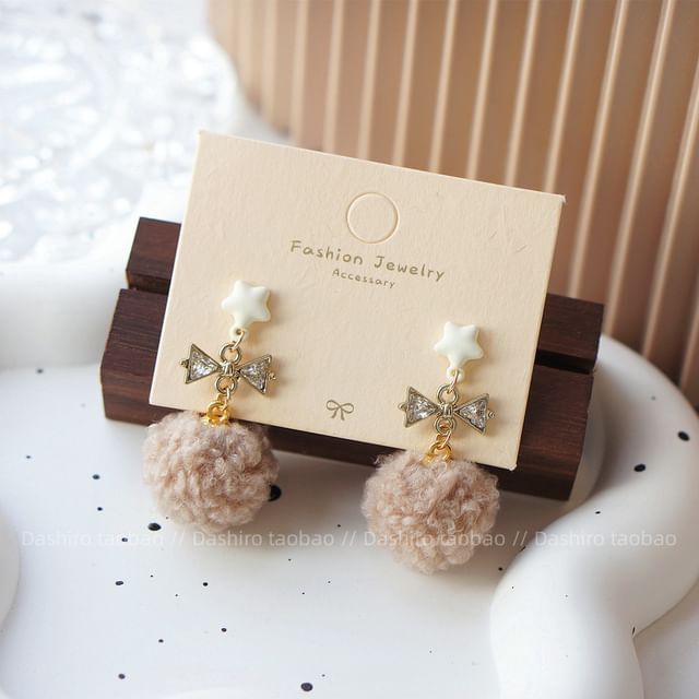 Clip / On Drop Pom Earring Heart