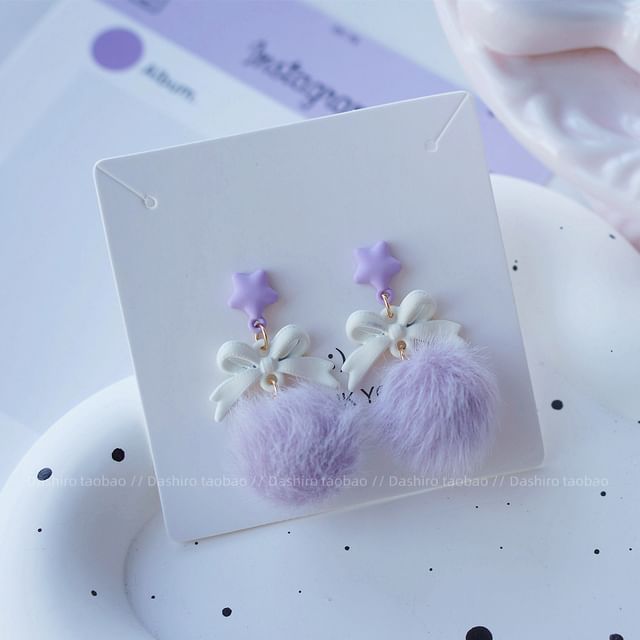Pom Earring Stud On Clip Drop /