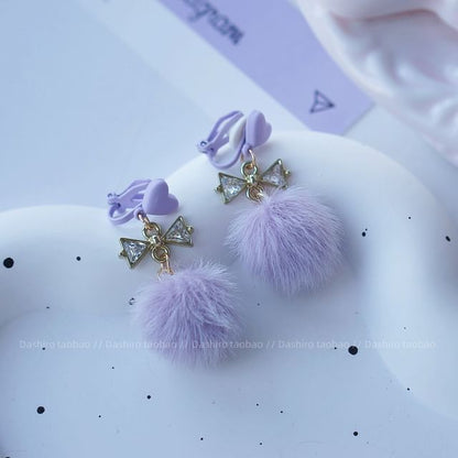 Pom Earring Stud On Clip Drop /