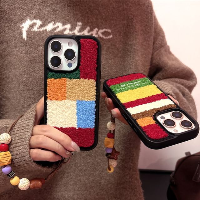 Set / Block Strap Chenille Phone Color Case