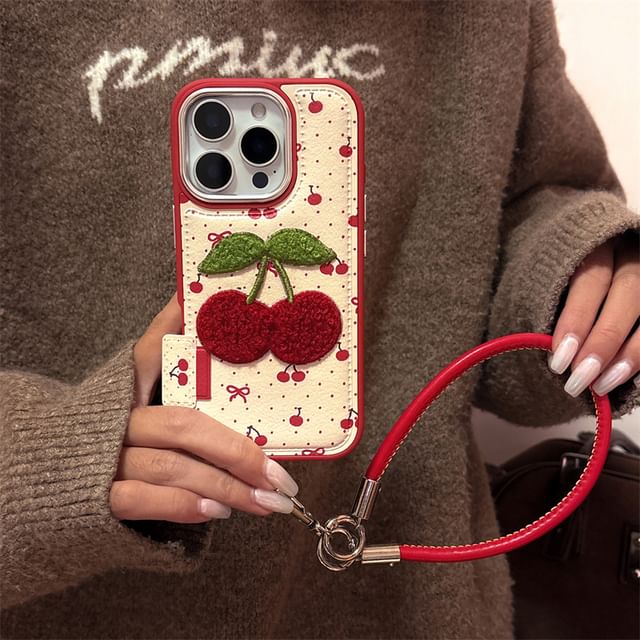 Case Set Strap Cherry Phone Embroidered /