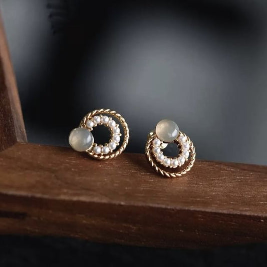 Stud 925 Silver Earring Circle Sterling Double