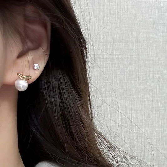 Silver Stud Sterling Earring 925 Pearl Faux