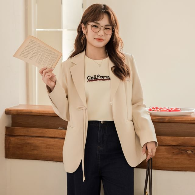 Frog Buttoned Plain Blazer