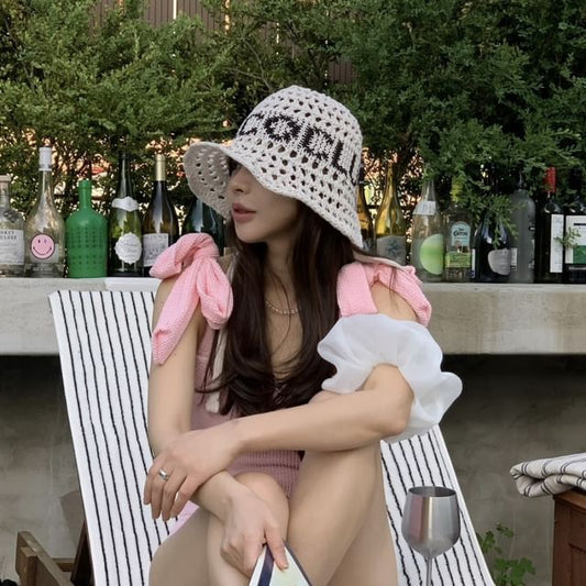 Bucket Crochet Hat Lettering