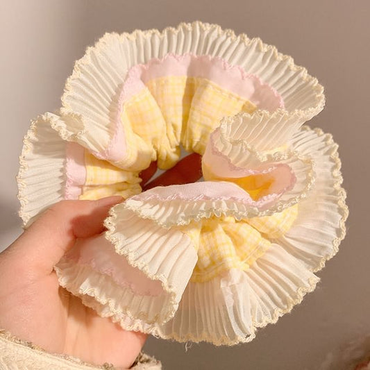 Plaid Panel Pleated Scrunchie