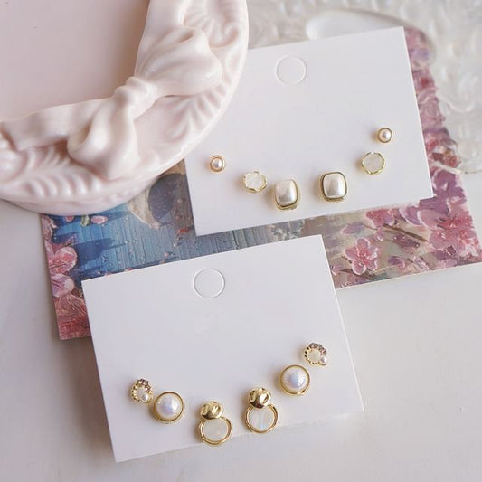 Faux Pearl Stud Set Earring