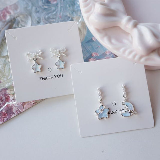 Pearl Faux Dangle Earring Star