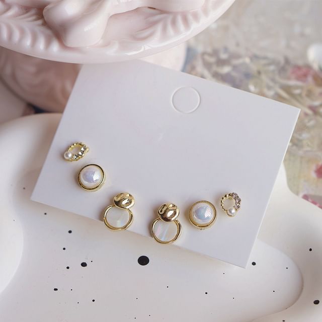 Faux Pearl Stud Set Earring