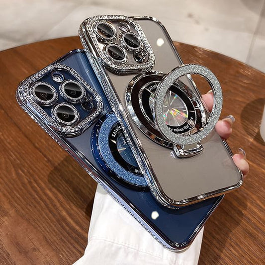 Rhinestone Magnetic with Stand Transparent MagSafe) (Compatible Phone Case