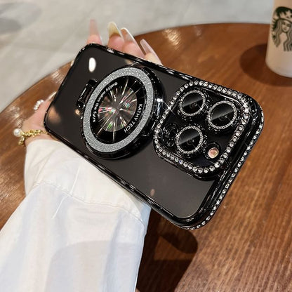 Rhinestone Magnetic with Stand Transparent MagSafe) (Compatible Phone Case
