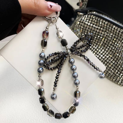 Strap Pearl Faux Crystal Bow Pad with Phone Lanyard