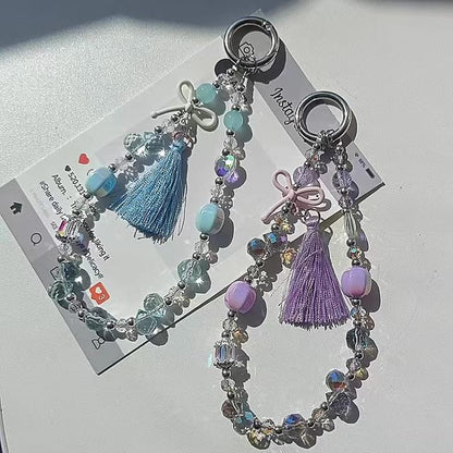 Lanyard Pad Strap Crystal Faux Bow Phone with