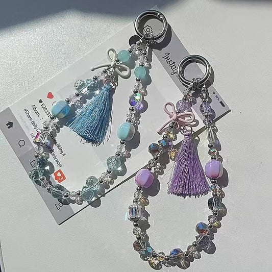 Lanyard Pad Strap Crystal Faux Bow Phone with