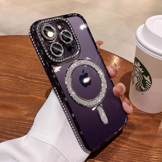 (Compatible Case Magnetic MagSafe) with Phone Embellished