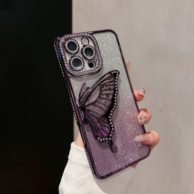 Butterfly Embellished Phone Stand Case