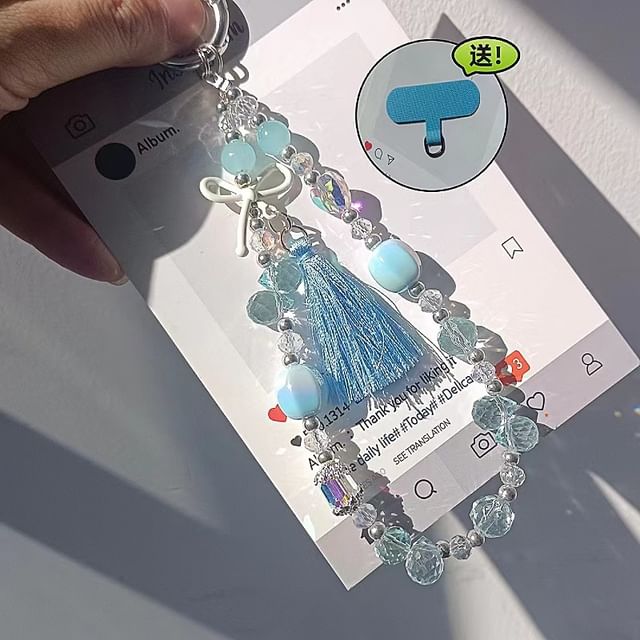 Lanyard Pad Strap Crystal Faux Bow Phone with