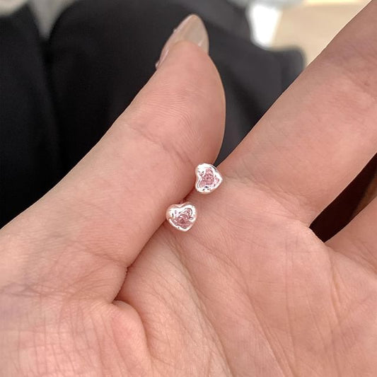 Stud Earring Alloy Rhinestone Heart