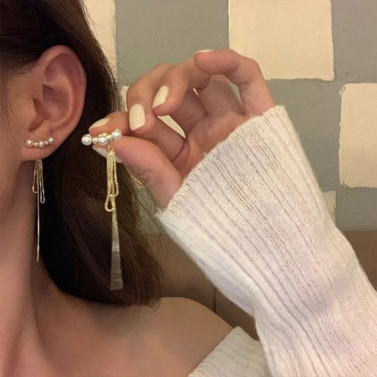 Alloy Pearl Threader Earring Faux