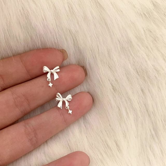 Earring Alloy Drop Bow