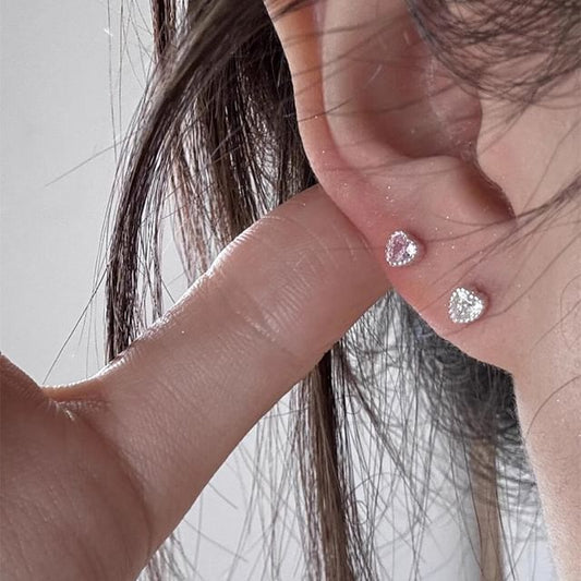 Stud Rhinestone Heart Earring Alloy