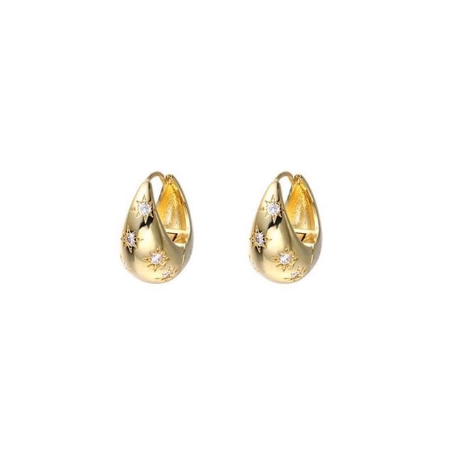 Alloy Earring Rhinestone Polished Huggie