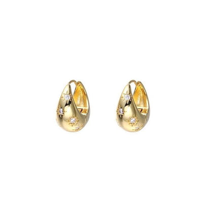 Alloy Earring Rhinestone Polished Huggie