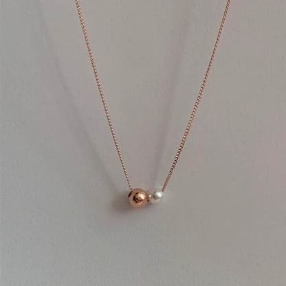 Ball Faux 925 Sterling Necklace Pearl Silver
