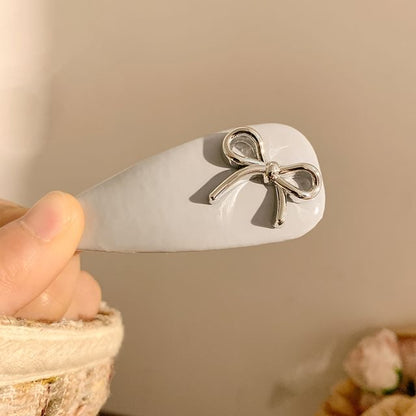 Hair Clip Leather Bow Faux
