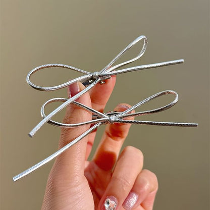 Clip Hair Metallic Bow Set