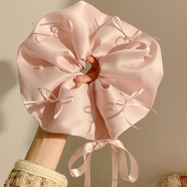 Plain Bow Satin Scrunchie