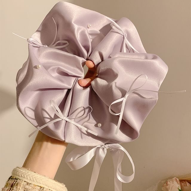 Plain Bow Satin Scrunchie