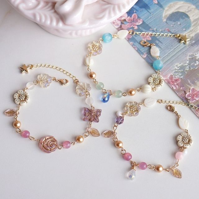 Bracelet Beaded Flower Gemstone