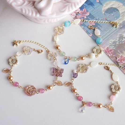 Bracelet Beaded Flower Gemstone