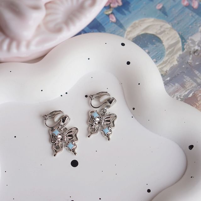 Earring Clip-On / Drop Butterfly
