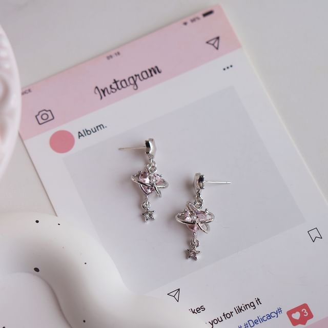 Star Heart Rhinestone / Drop Clip-On Earring