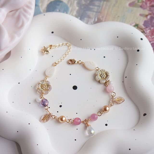 Bracelet Beaded Flower Gemstone