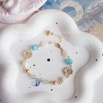 Bracelet Beaded Flower Gemstone