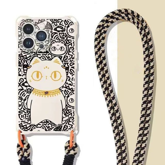 Set Lanyard Strap Cat Phone Case /
