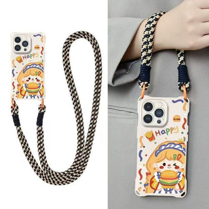 Case / Lanyard Strap Phone Set Girl Burger